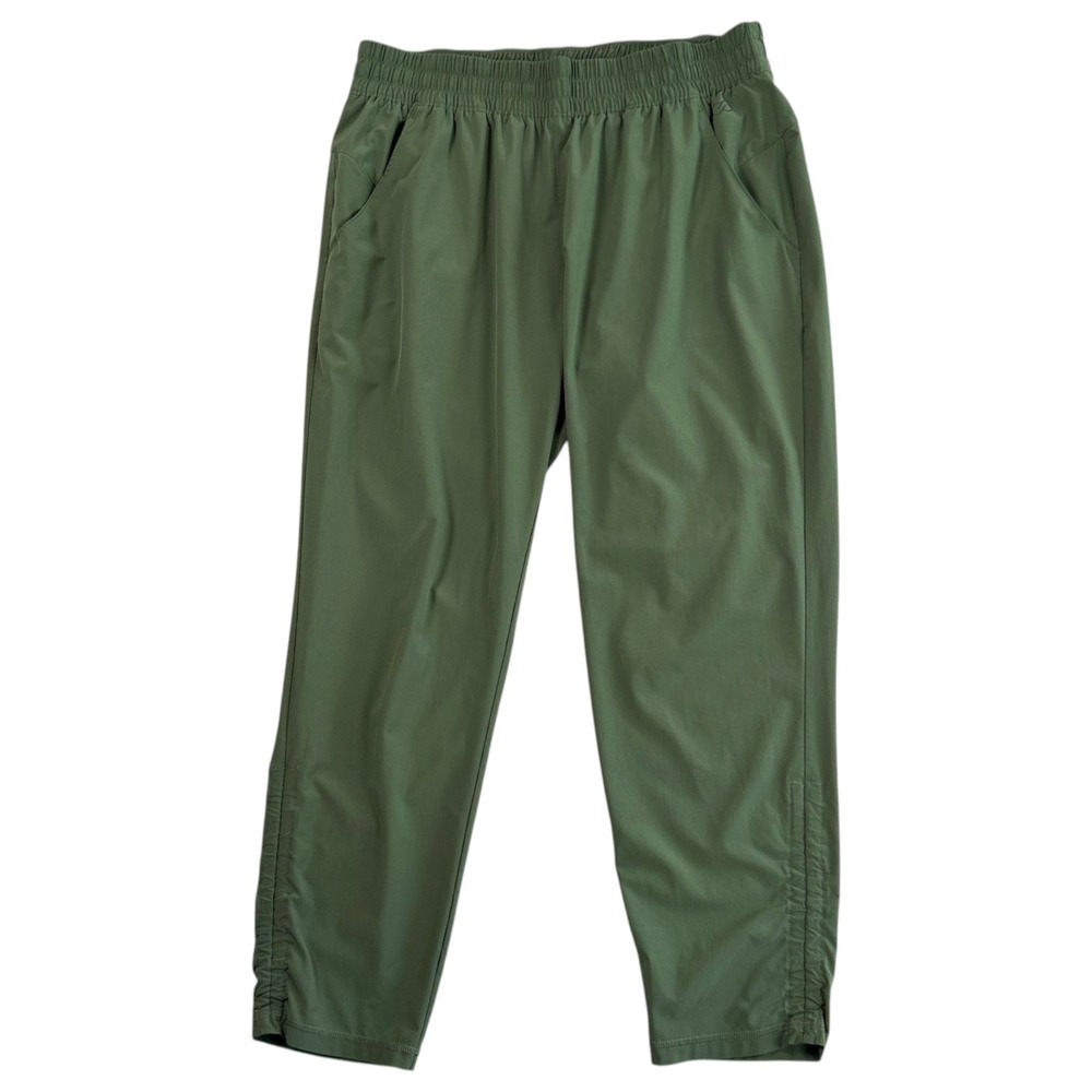 Calia Athletic Pants Sz L Olive Green Ruched Leg Athleisure Minimalist Jogger - Picture 2 of 7